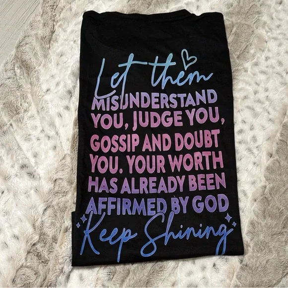 NWOT Black T-Shirt with Colorful 'Let Them' Design - Picture 5 of 5